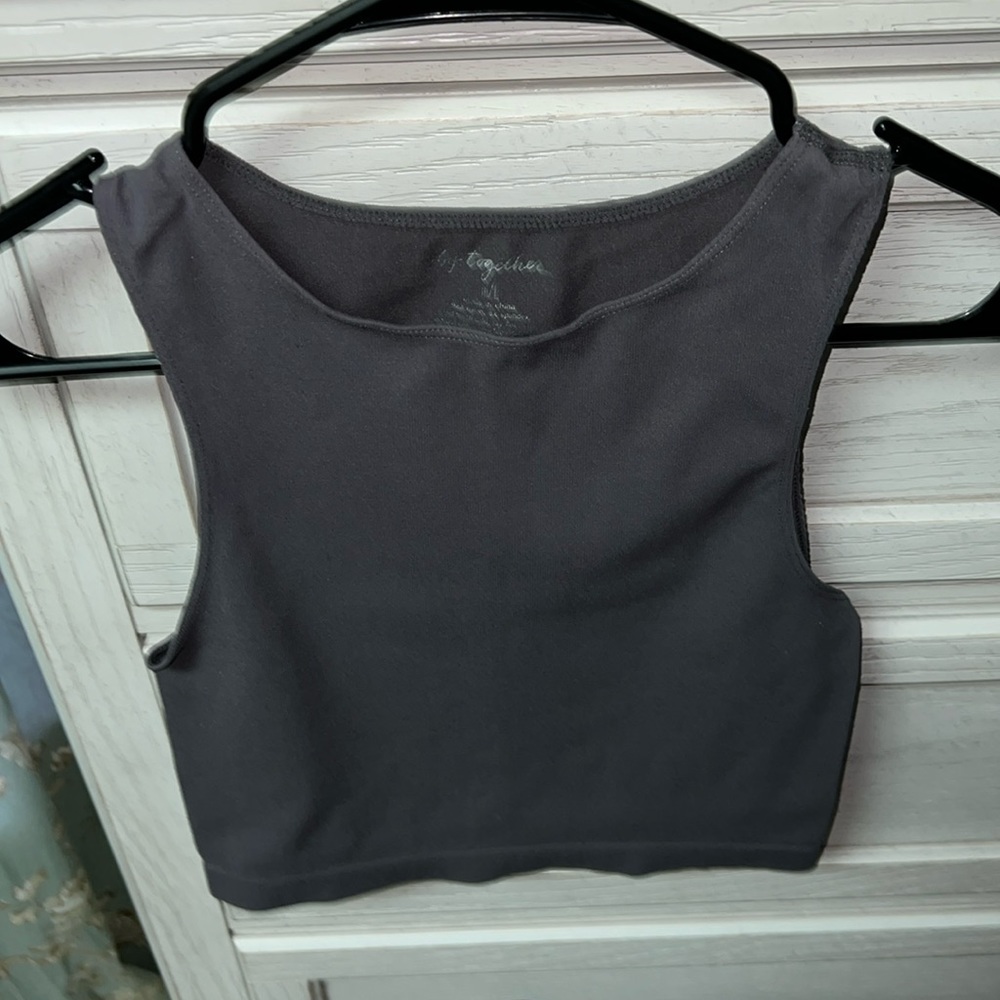 by together cami, gray, Sz M/L, high neck , large armholes, washed not worn